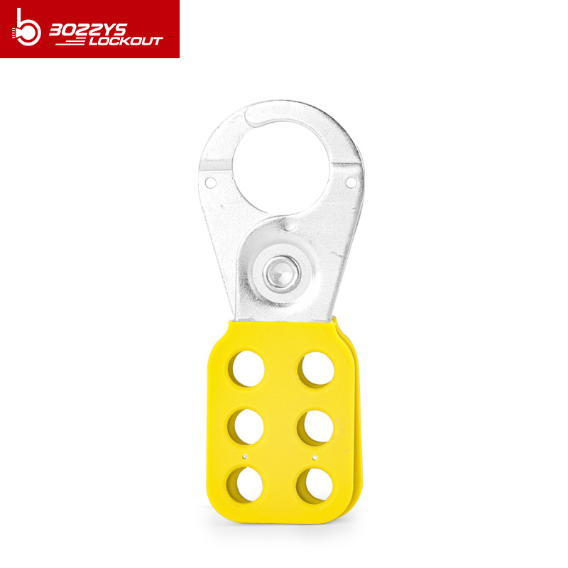 BOZZYS Yellow 6 Holes Steel Safety Lockout Hasp for Padlocks Device