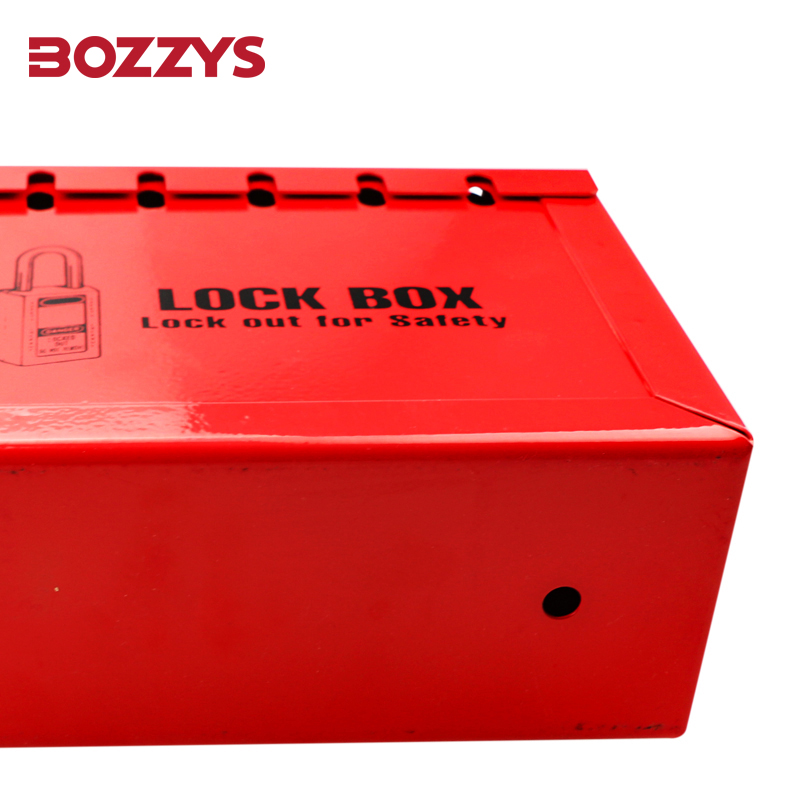 wall-mountable and portable REDBOX Safety Group Lockout Box with internal slide button and With 12 padlock holes
