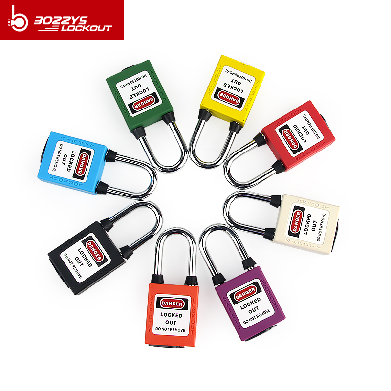 Plastic Lockout Safety Padlock Keyed Different with Master key and dustproof base for Industrial equipment lockout