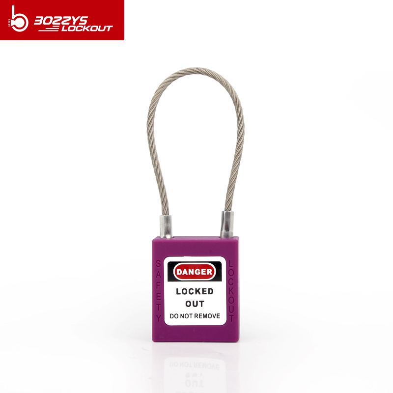Plastic Compact Cable Wire Shackle Padlocks Keyed-Different with Master key for Industrial equipment lockout